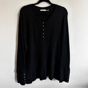 Soft Surroundings Black Henley Long Sleeve